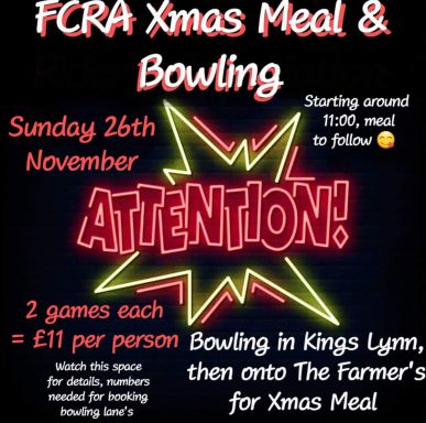 Christmas Meal and Bowling 26.11.23